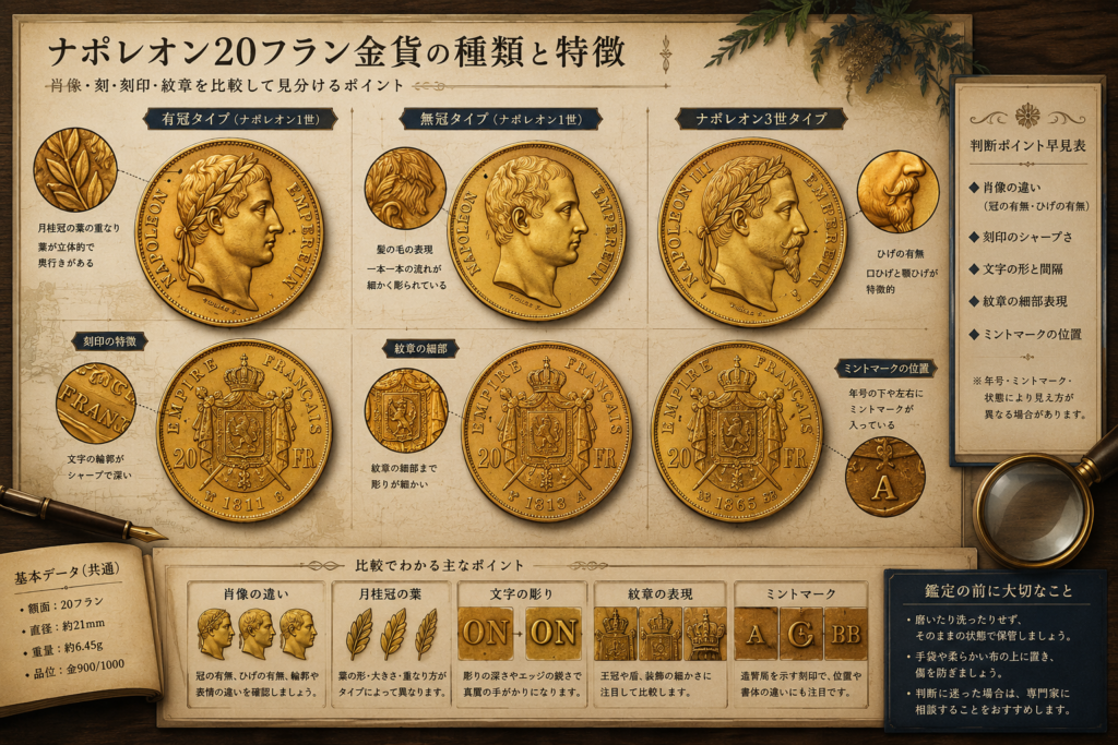 ナポレオン20フラン金貨の特徴｜種類と判別法を古銭鑑定士が解説