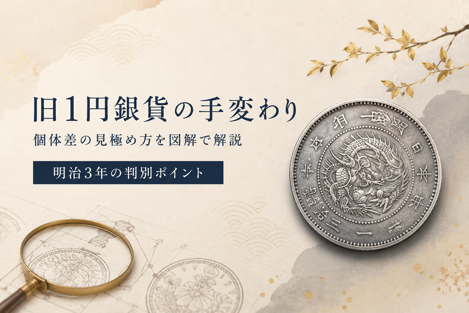 旧1円銀貨の手変わり|個体差の見極め方を図解で解説【明治3年の判別ポイント】