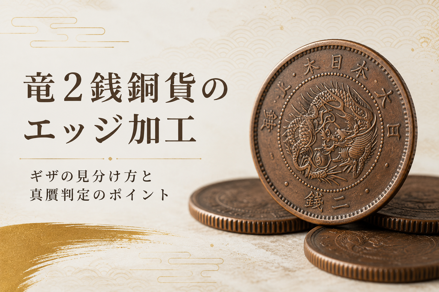 竜2銭銅貨のエッジ加工｜ギザの見分け方と真贋判定のポイント - 古銭